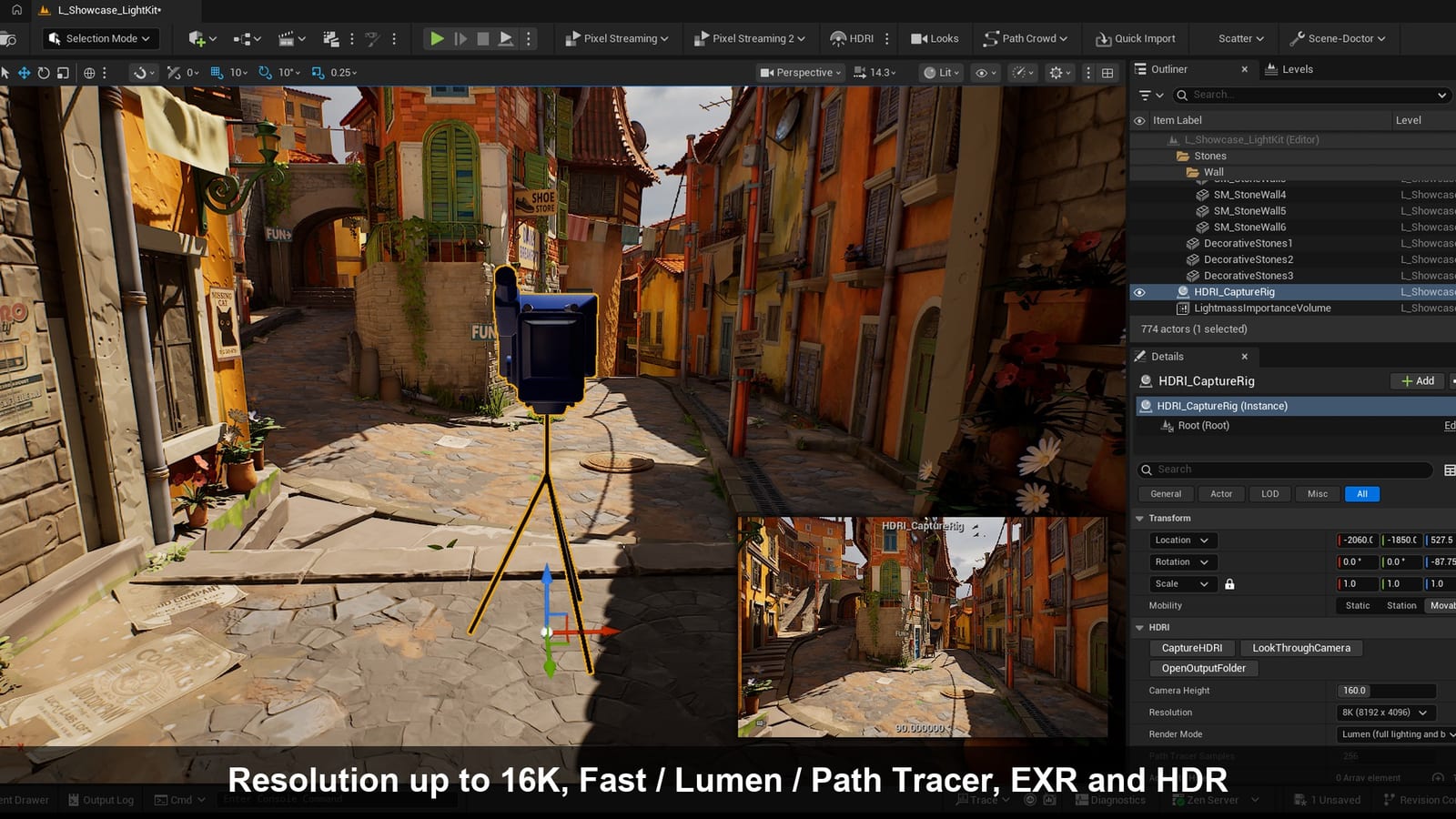 The capture rig settings in the Details panel