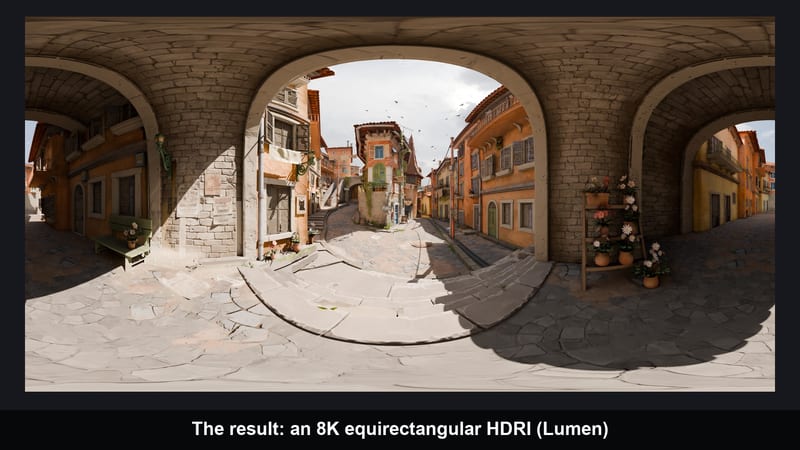 Scene to HDRI: HDRI captured with Lumen, 8K